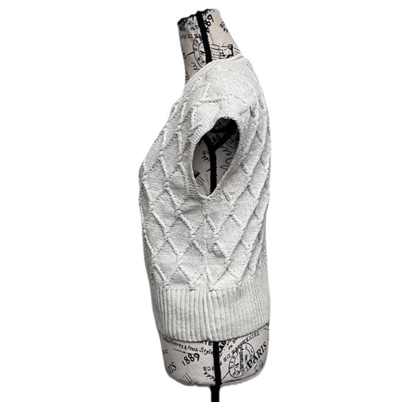 Rachel Zoe Ivory Cable Knit Sweater Vest Women’s XS | Fisherman Anglercore - Picture 4 of 10